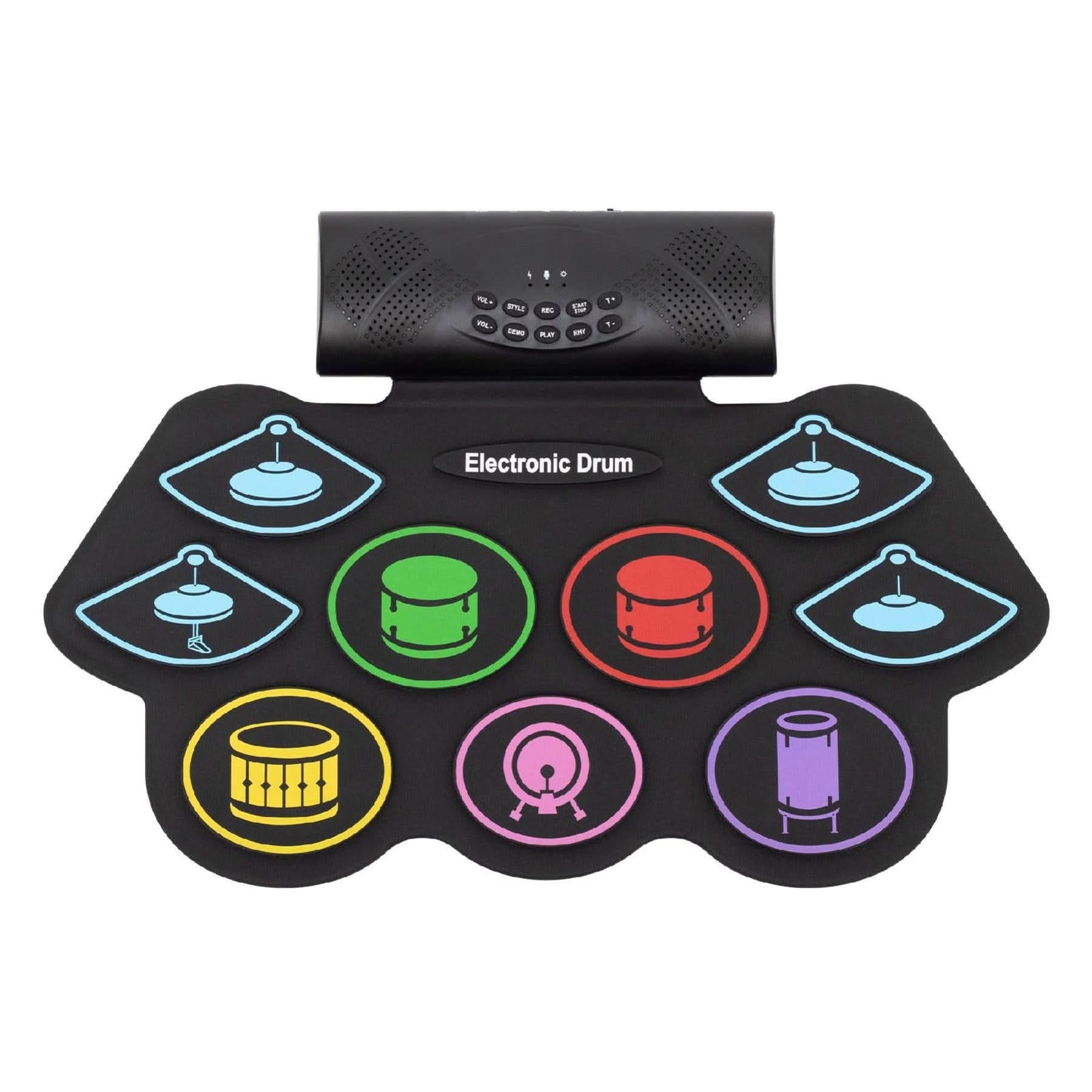 Set tobe electronice HRD1, 7 ritmuri, conexiune BT wireless, pedale si bete incluse, acumulator Li-ion