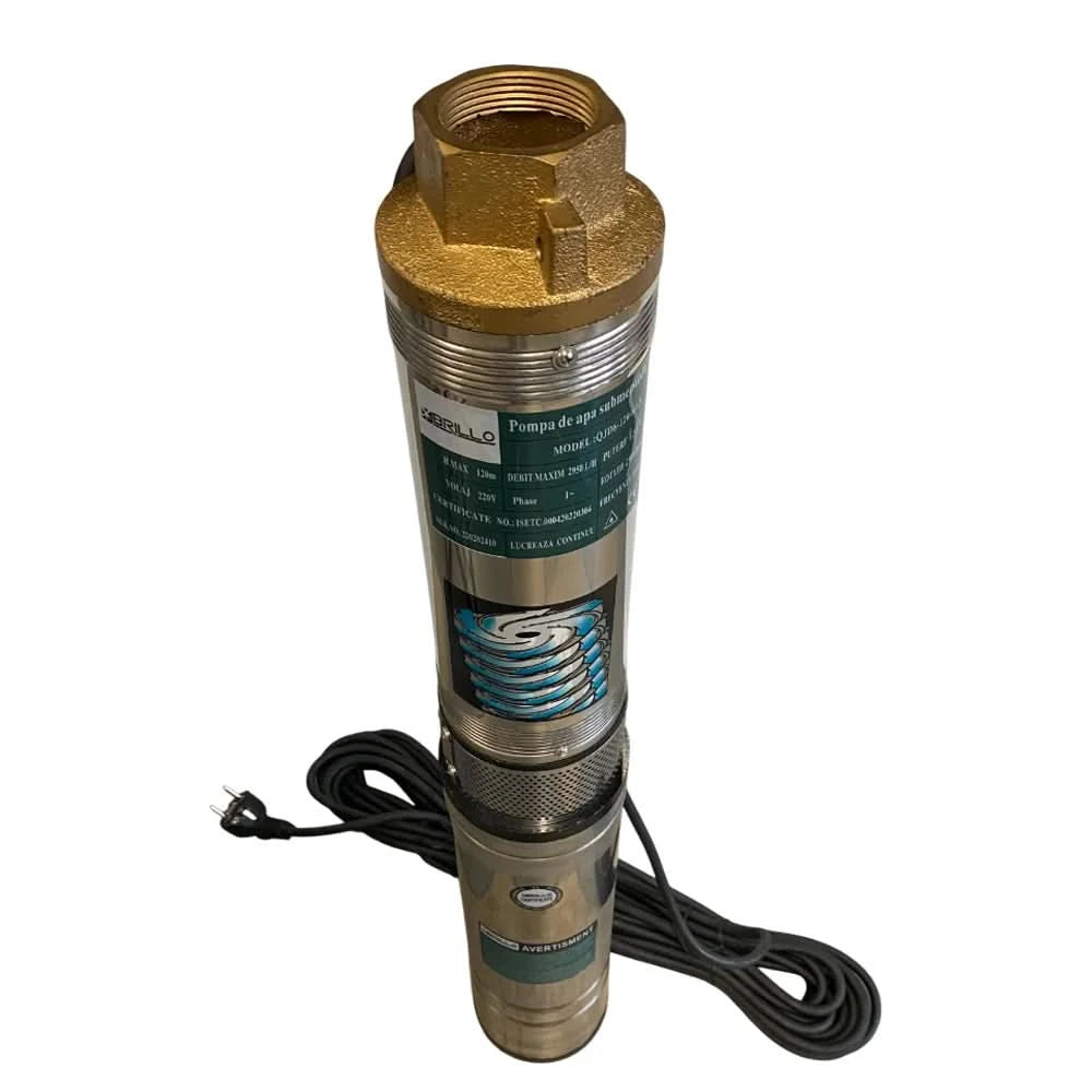 Pompa submersibila multietajata Brillo, 1.5 kW, 8 turbine, 2860 rpm, inaltime refulare 120 m, racord 1 tol