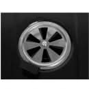 Gratar rotund pe carbune cu capac, 57 cm, termometru, otel vopsit, raft inferior, roti, grosime 3 mm