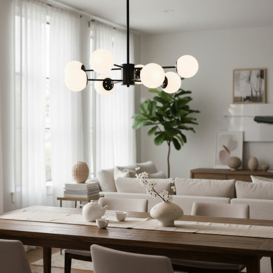 Lustra Cosmo Negru, 8xE27, 80W, 800x680mm