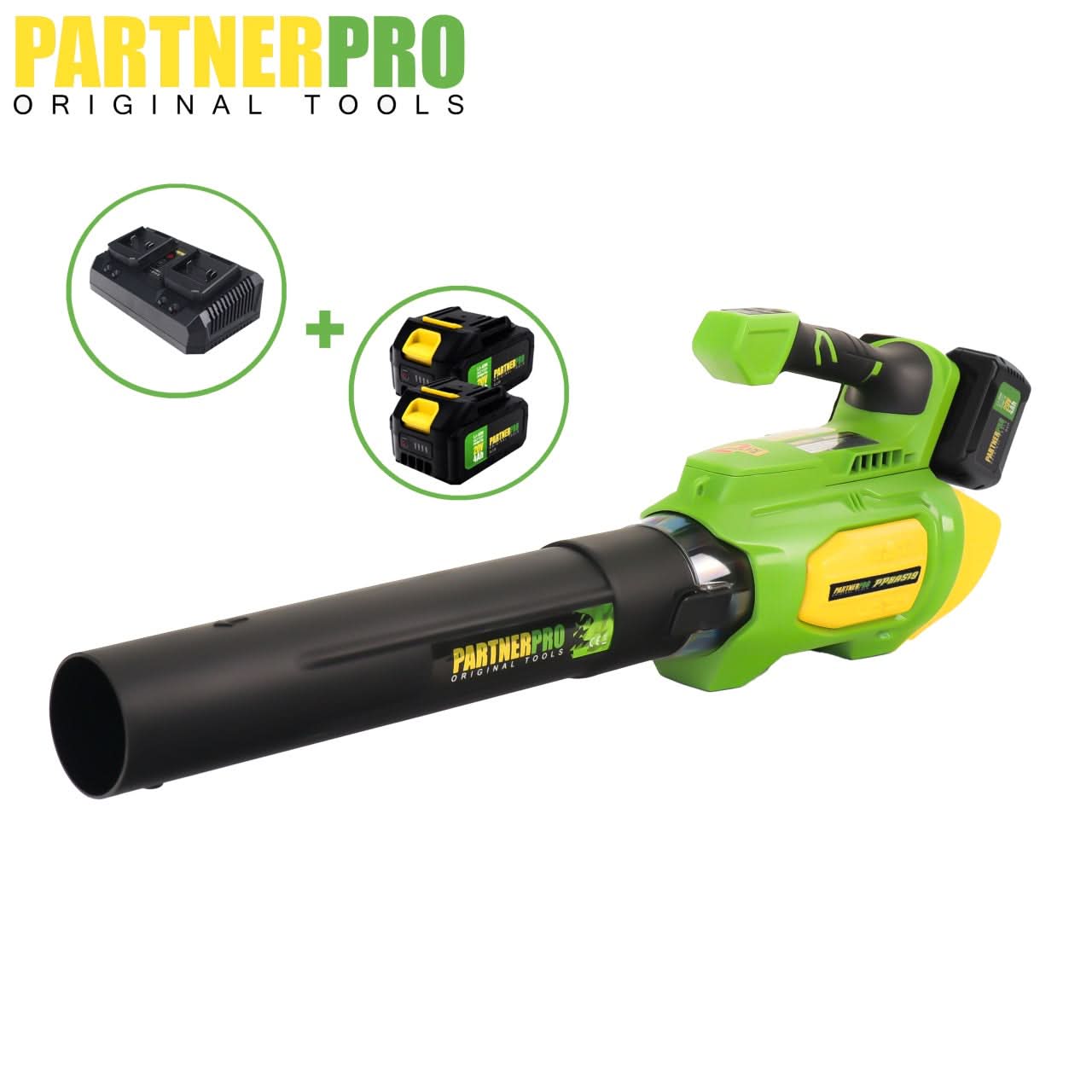 Suflanta pe acumulator PARTNERPRO PP8A519, 2x20V 4Ah Li-Ion, 55 m/s, 515 CFM, incarcator dublu inclus