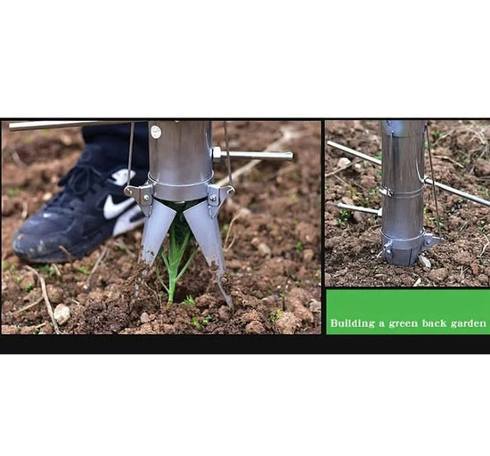 Plantator manual rasaduri si seminte, 96 cm, tub 75 mm, adancime 17 cm, manere cauciucate
