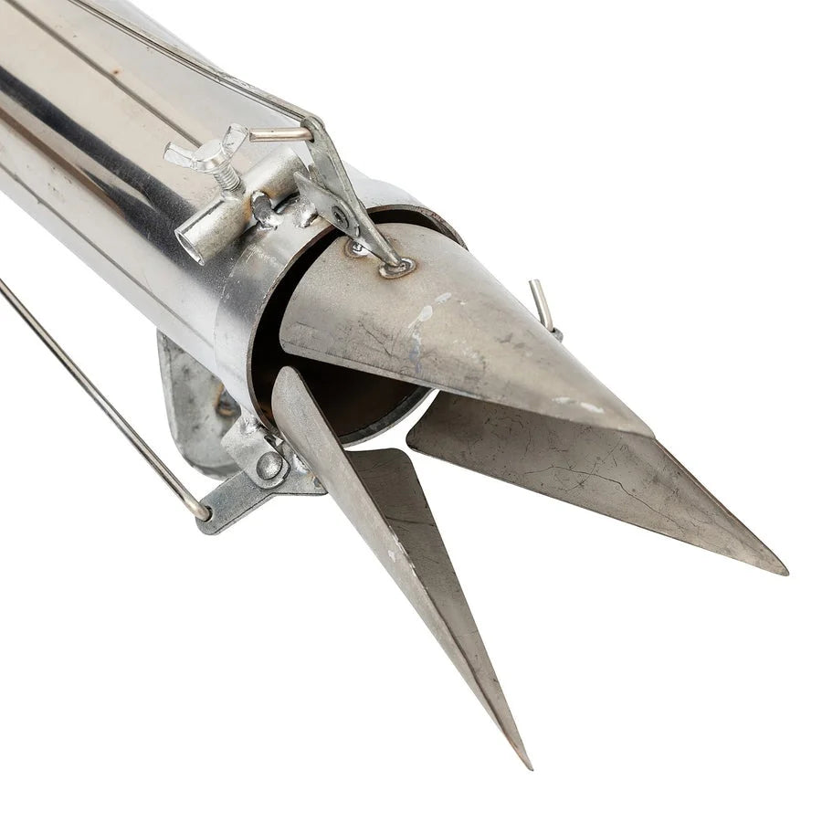Plantator rasaduri profesional inox 76 cm, diametru 70 mm, 2 manere ergonomice, distanta reglabila 5-50 cm