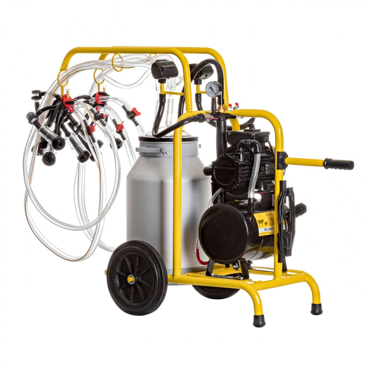 Aparat de muls capre, 4 posturi, 1 bidon aluminiu 40 litri