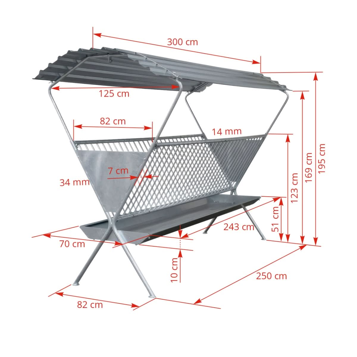 Iesle cu acoperis pentru hranirea animalelor domestice sau salbatice (oi, capre, caprioare, vitzei)