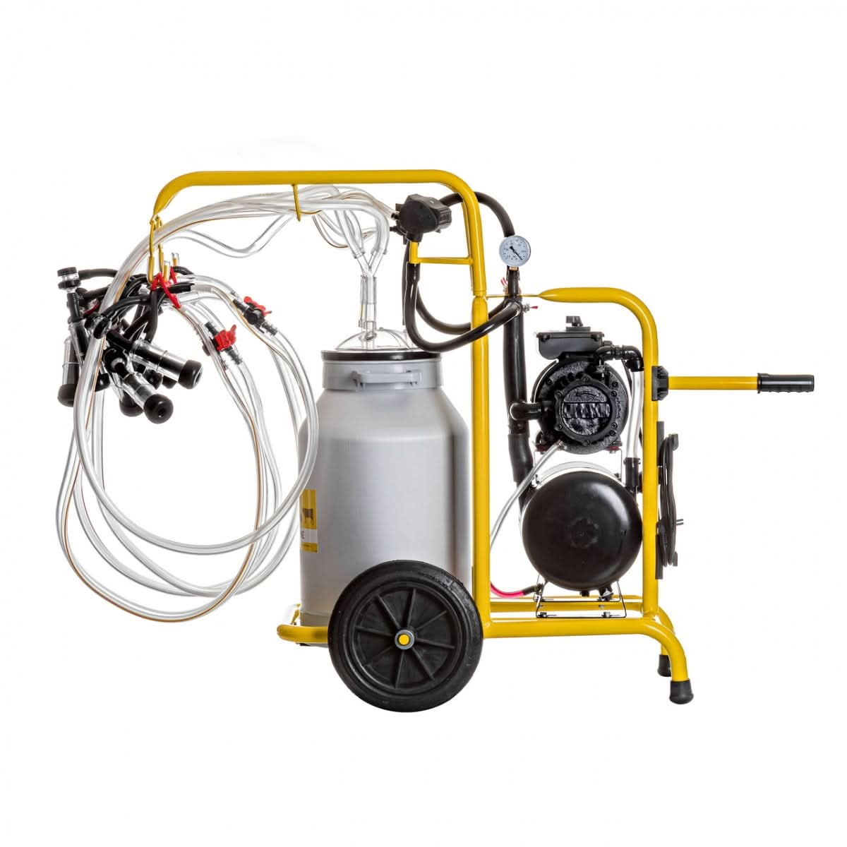 Aparat de muls capre, 4 posturi, 1 bidon aluminiu 40 litri