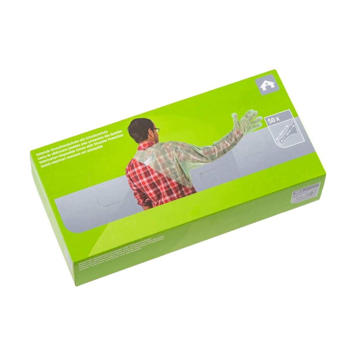 Manusi veterinare lungi, unică folosință, 90 cm, protecție umăr, 50 buc.