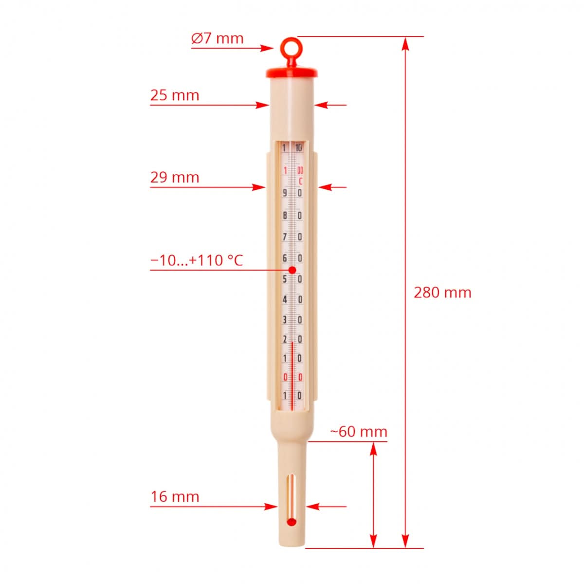 Termometru lapte −10...+110 °C, pentru vitelusi, rezistent la fierbere