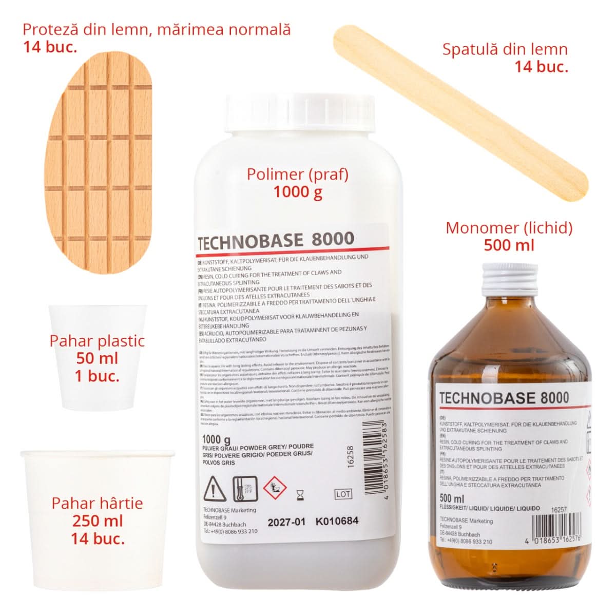 Kit 14 tratamente podale, Technobase 8000, proteze din lemn, fluid si pulbere