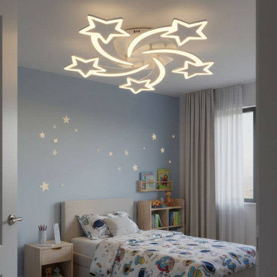 Lustra LED Dimabila Stea, 110W, 5 Brate, 3 Culori + IR