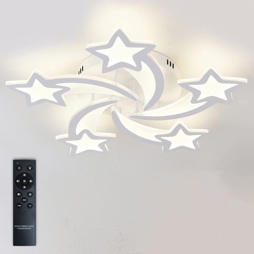 Lustra LED Dimabila Stea, 110W, 5 Brate, 3 Culori + IR