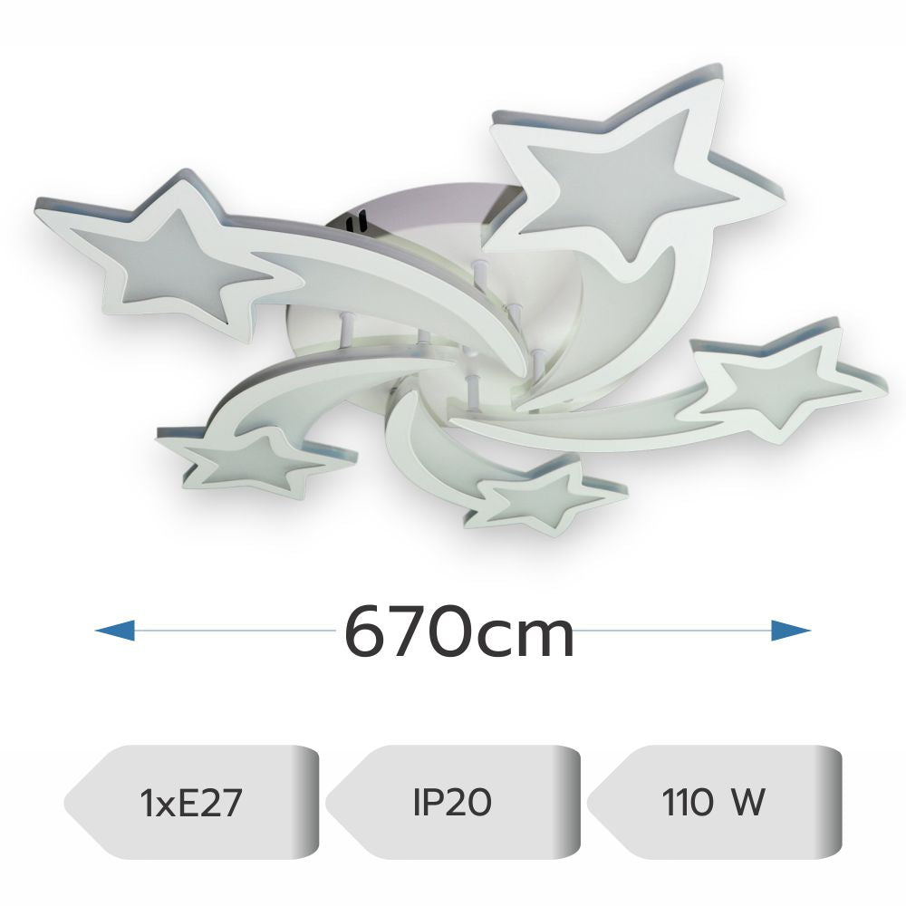 Lustra LED Dimabila Stea, 110W, 5 Brate, 3 Culori + IR