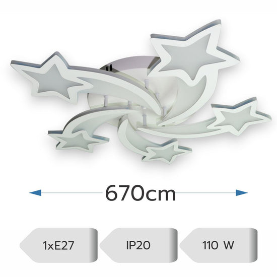Lustra LED Dimabila Stea, 110W, 5 Brate, 3 Culori + IR