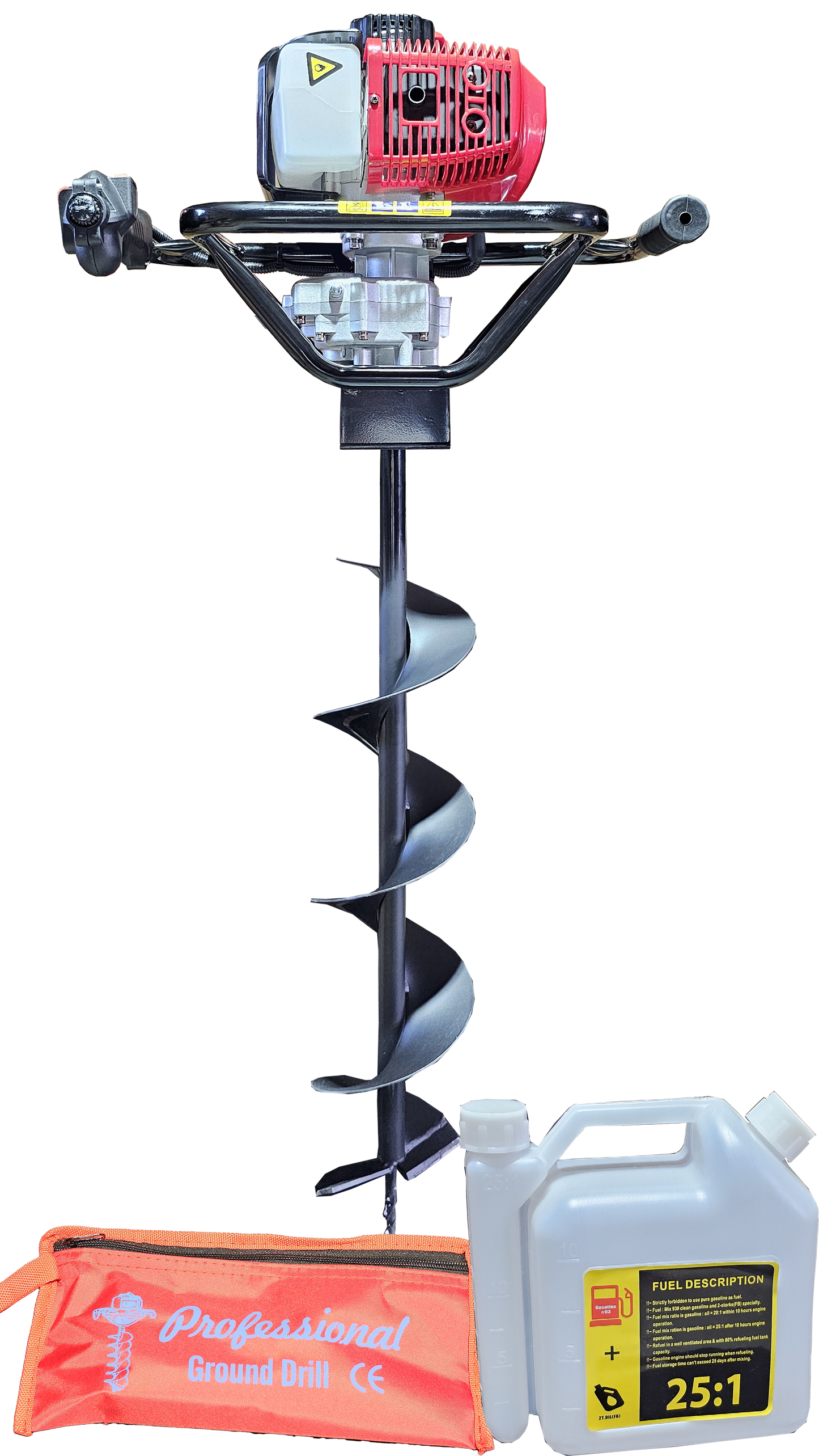 Motoburghiu Profesional ZEP 52CC, 4.7 CP, 2 timpi, 3500W, burghiu 150 mm inclus,