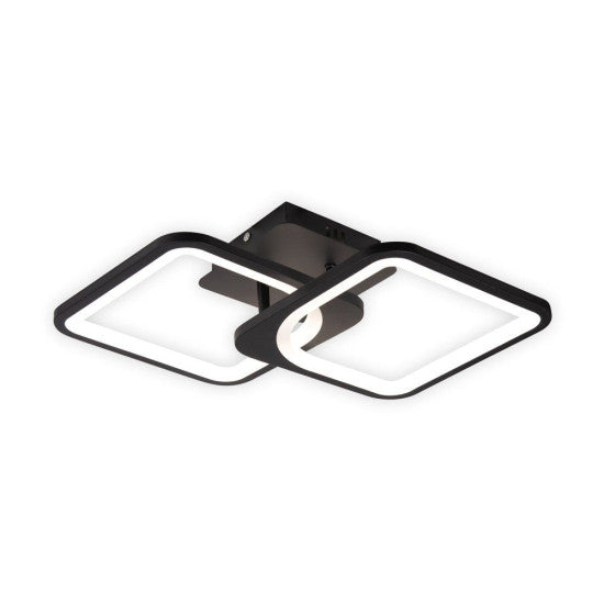 Lustra LED Patrata 50W, 2 Brate, 3 Culori, Telecomanda IR