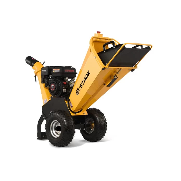 Tocator crengi STARK-650 cu motor Loncin 6.5CP, diametru max 80 mm, tambur rotativ, 2 cutite reversibile, productivitate 2 mc/ora