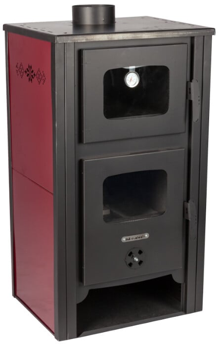 Semineu pe lemne cu cuptor, perete dublu si termometru Evotools Plus 12.2 kW, randament 84.17%, certificat EcoDesign, incalzire pana la 85 m²