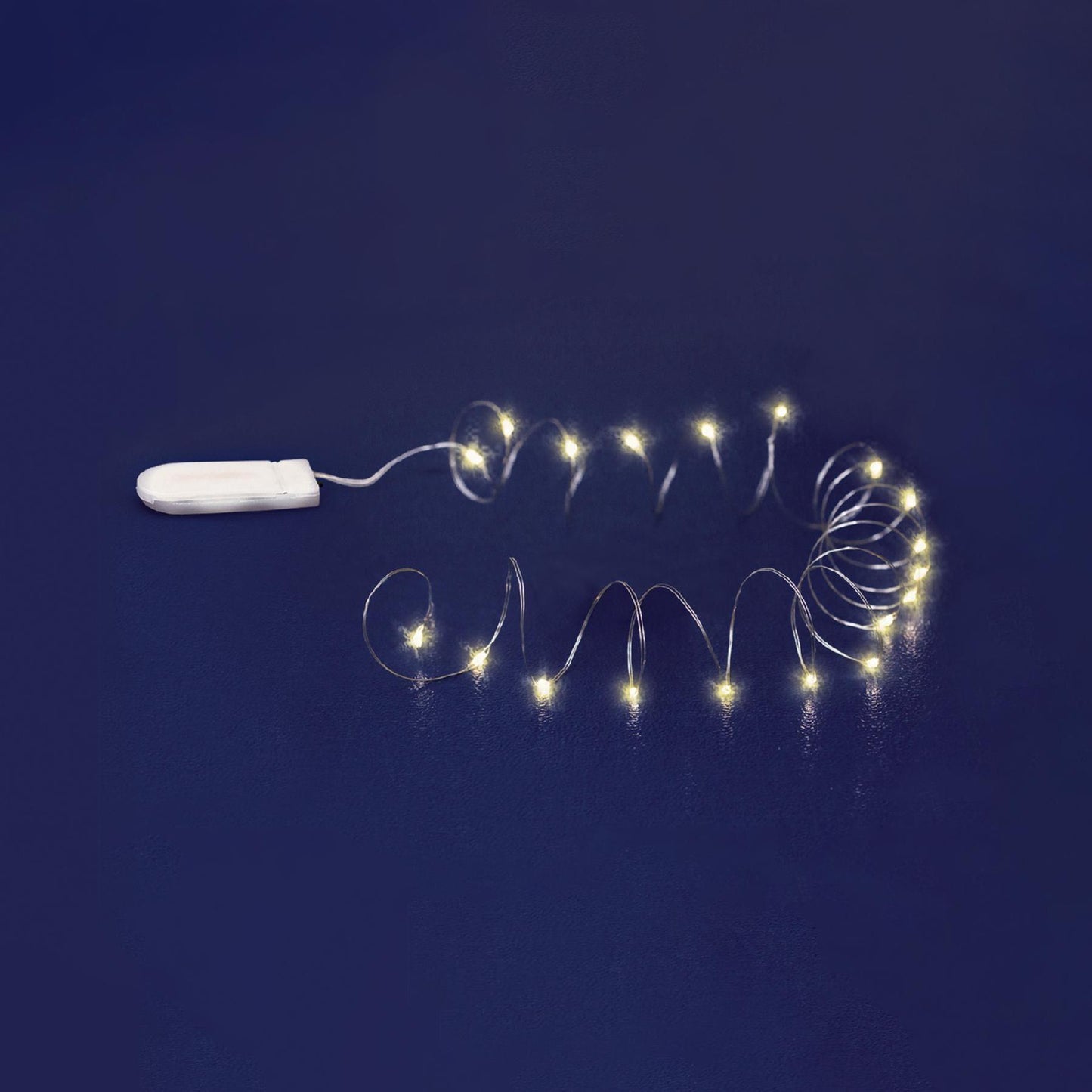 Ghirlanda microLED alb cald, 20 puncte luminoase, suport plat baterii, timer 6h/18h, lumină fixa