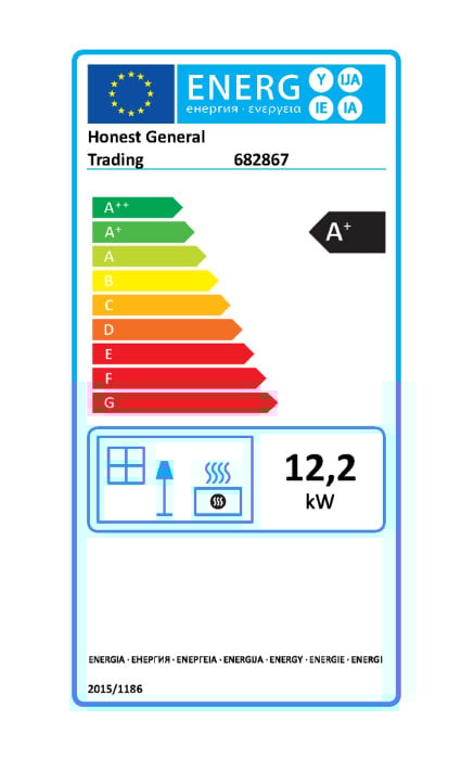 Semineu pe lemne cu cuptor, perete dublu si termometru Evotools Plus 12.2 kW, randament 84.17%, certificat EcoDesign, incalzire pana la 85 m²