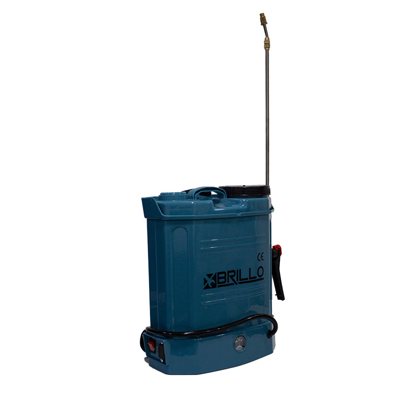 Pompa de stropit Brillo, 12L, cu baterie si manometru, lance inox si set diuze