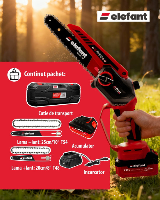 Fierastrau cu lant ELEFANT EBS-104, 20V 4Ah, brushless