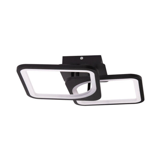Lustra LED Patrata 50W, 2 Brate, 3 Culori, Telecomanda IR