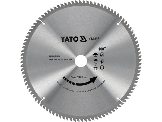 Disc fierastrau circular pentru aluminiu 300 mm, 100T, prindere 30 mm Yato YT-6097 - imagine produs 1