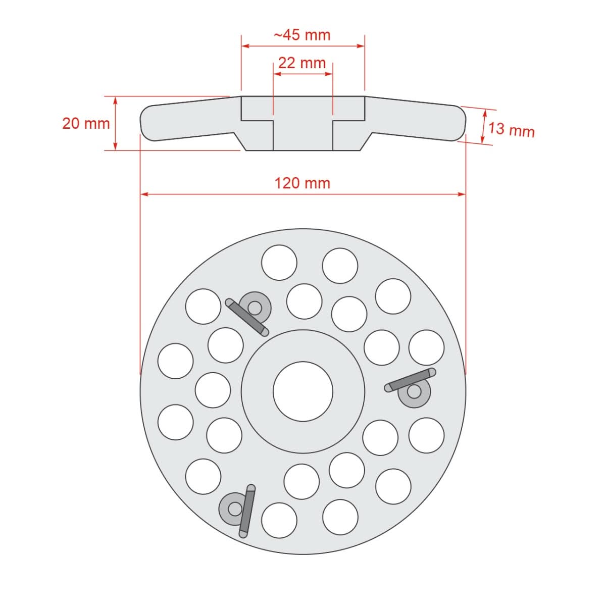 Disc abraziv cu 3 cuțite pentru slefuirea copitelor