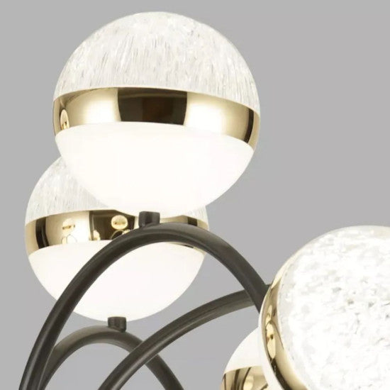 Lustra LED Hyla, 95W, 9500LM, 700x620mm, Negru+Auriu