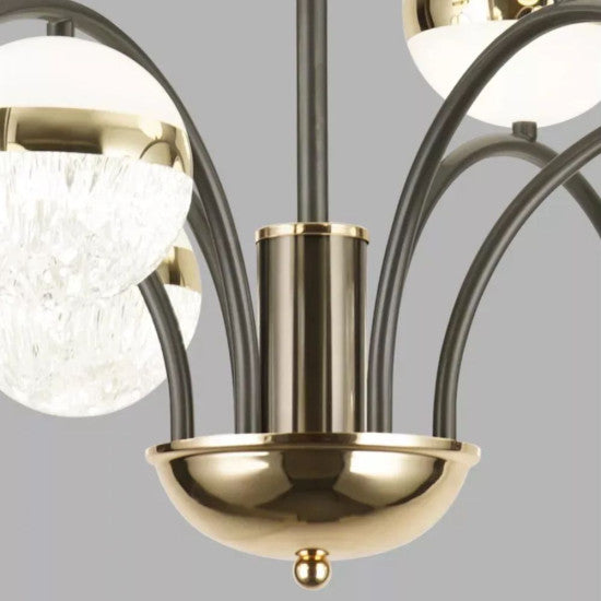 Lustra LED Hyla, 95W, 9500LM, 700x620mm, Negru+Auriu