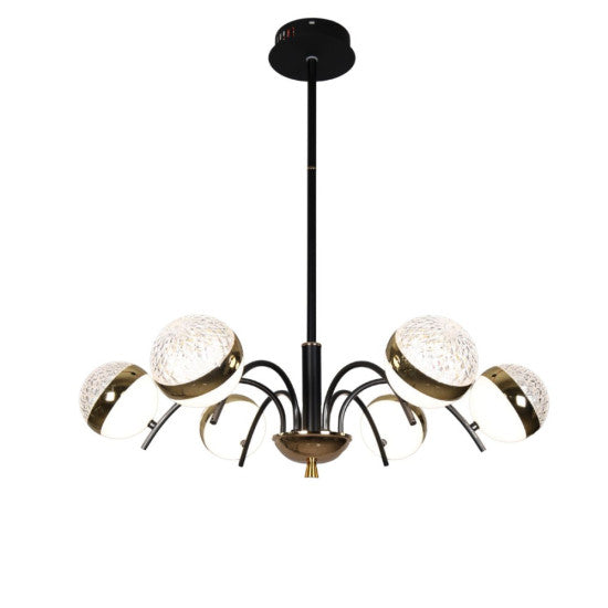 Lustra LED Hyla, 95W, 9500LM, 700x620mm, Negru+Auriu