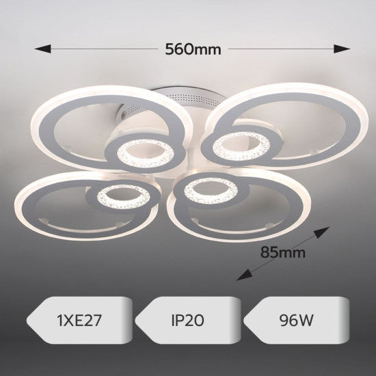 Lustra LED Juno, 96W, 8 Brate, 560x85mm, 3 Culori + IR
