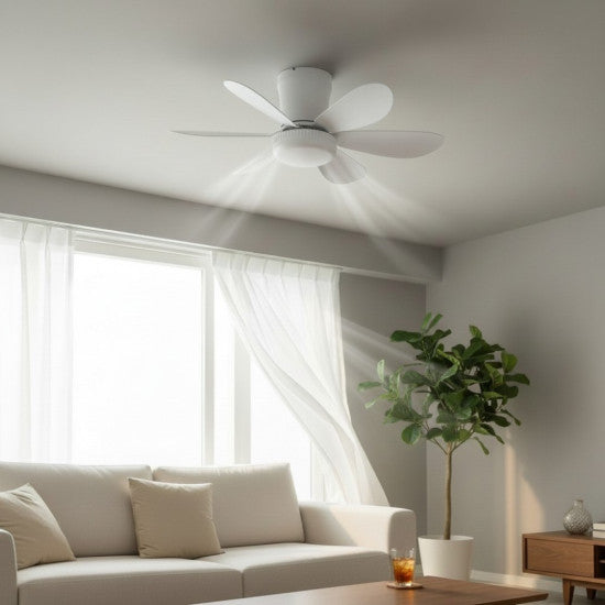 Lustra LED cu Ventilator, Telecomanda IR, 13.5W, 420mm, Alba
