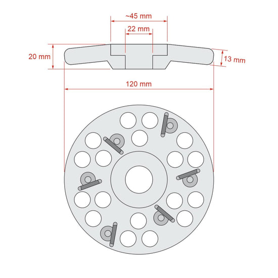 Disc abraziv cu 6 cutite pentru slefuirea copitelor