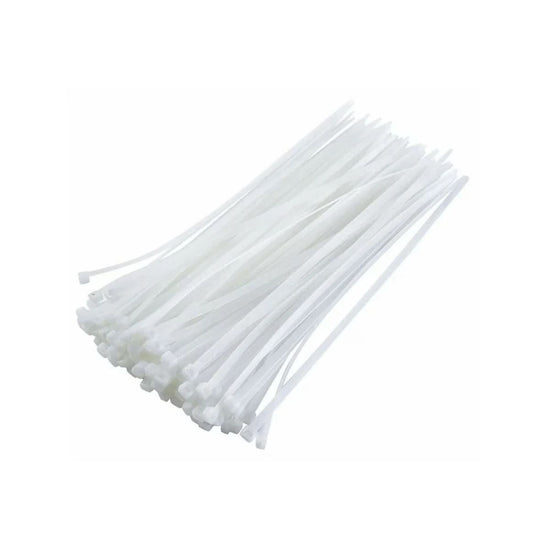 Coliere plastic albe VARGO V-118149, 5x400 mm, set 100 buc, bride fixare cabluri