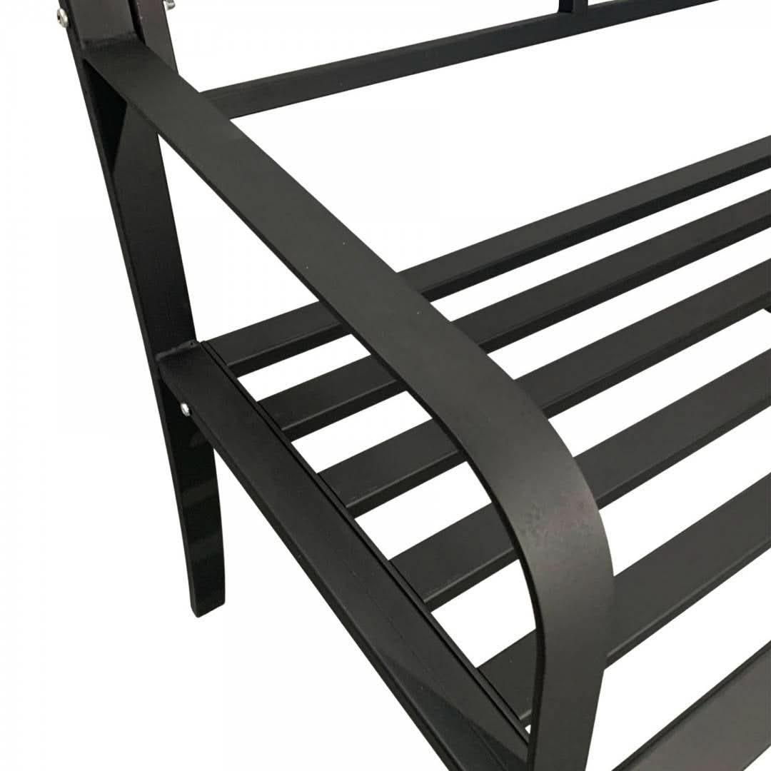 Banca metalica pentru gradina VivaTechnix VMD-1049, 121x55x98 cm, negru mat, max. 180 kg