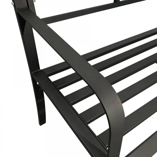 Banca metalica pentru gradina VivaTechnix VMD-1049, 121x55x98 cm, negru mat, max. 180 kg