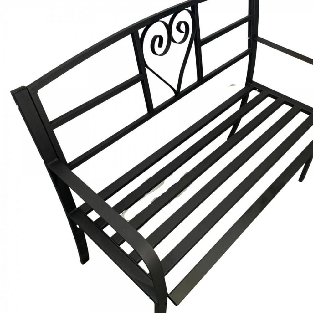 Banca metalica pentru gradina VivaTechnix VMD-1049, 121x55x98 cm, negru mat, max. 180 kg