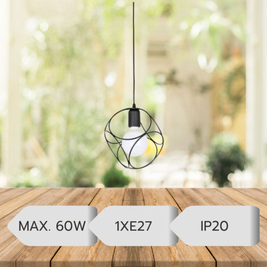 Lustra Selanik, 1xE27, 60W, 70x20cm, Negru