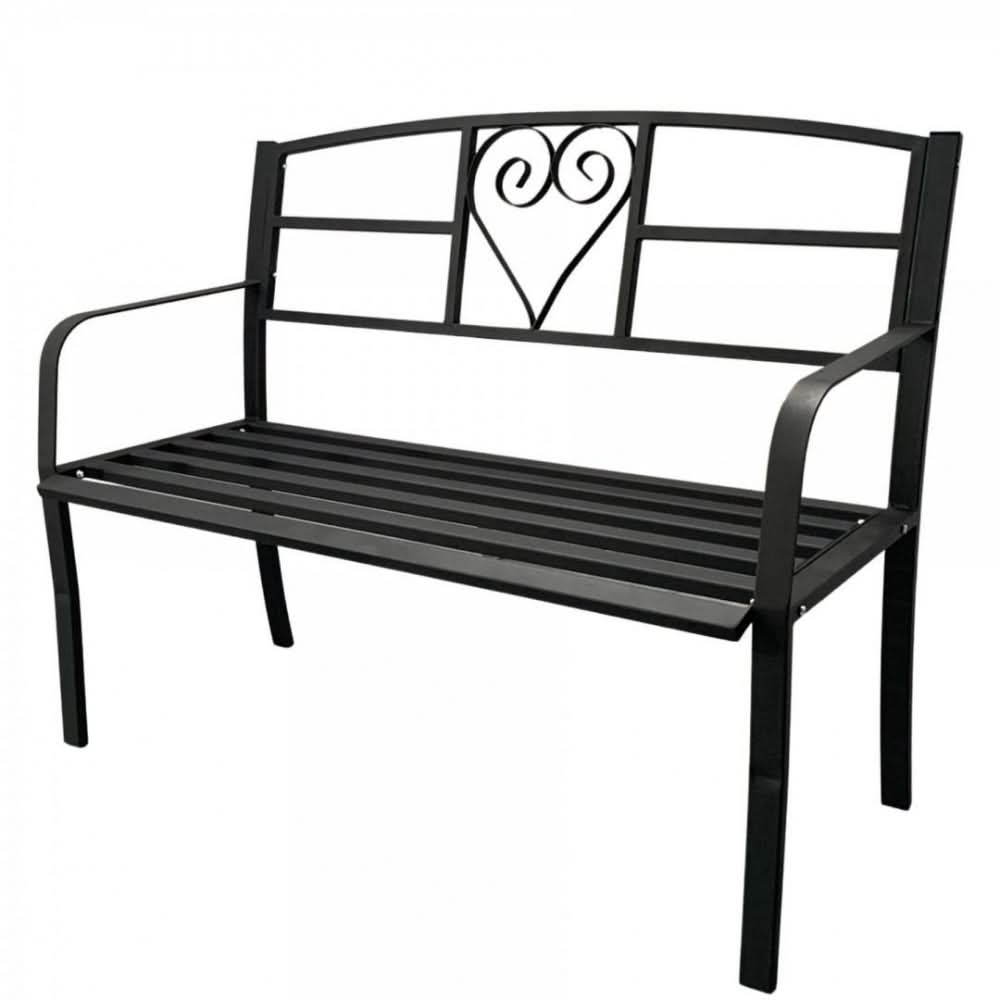 Banca metalica pentru gradina VivaTechnix VMD-1049, 121x55x98 cm, negru mat, max. 180 kg