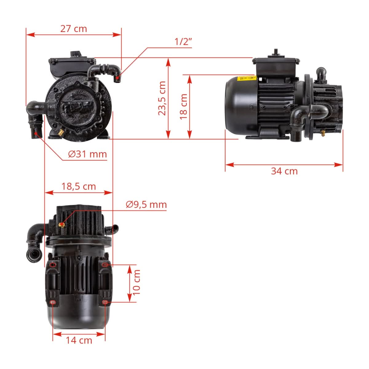 Pompa de vid cu ulei, 230 litri/min, 230 V, 550 W