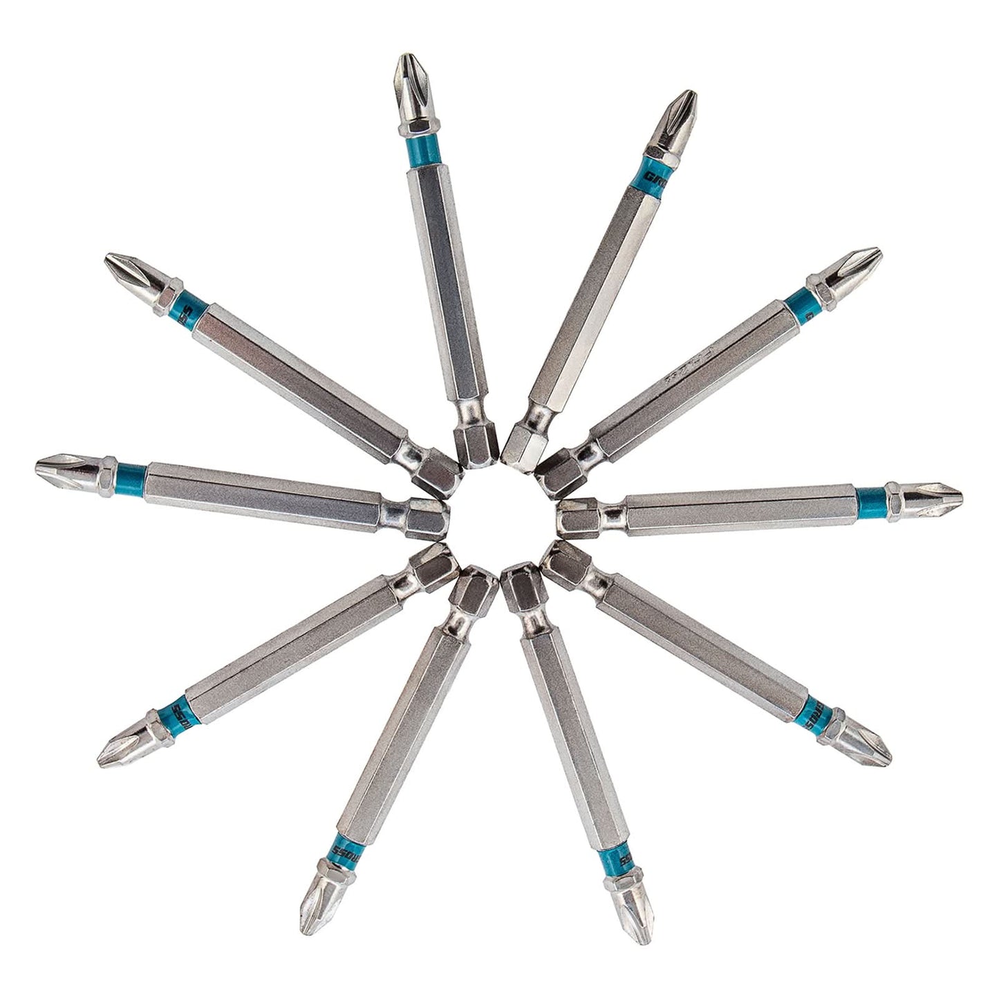 Set Biti Gross PH2 x 70 mm, Oțel S2, Profil Hexagonal, 10 Bucăți, Magnetici