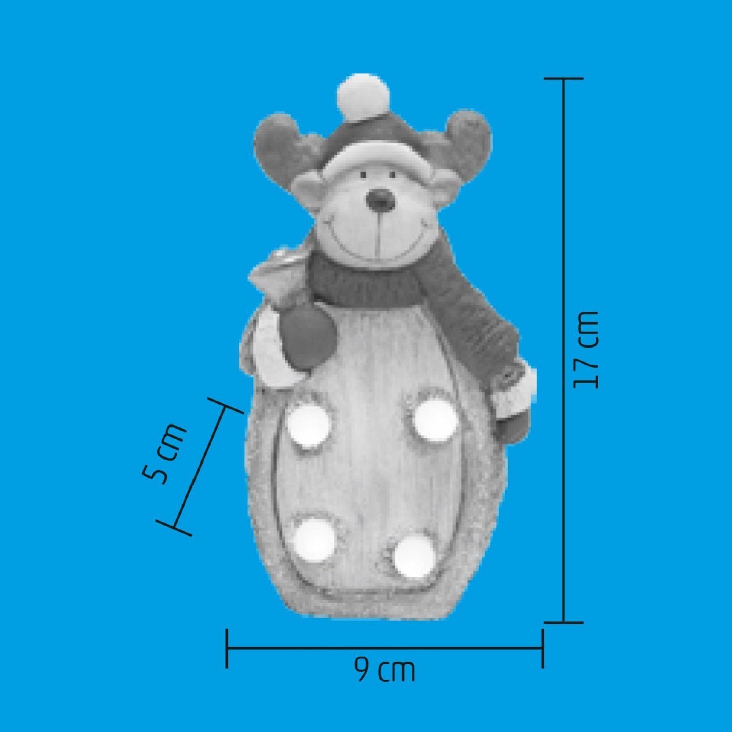 Figurina Ceramica cu Globuri EVA Iluminate, 4 LED-uri Alb Cald, Alimentare LR44, Decor Interior – KDC 17