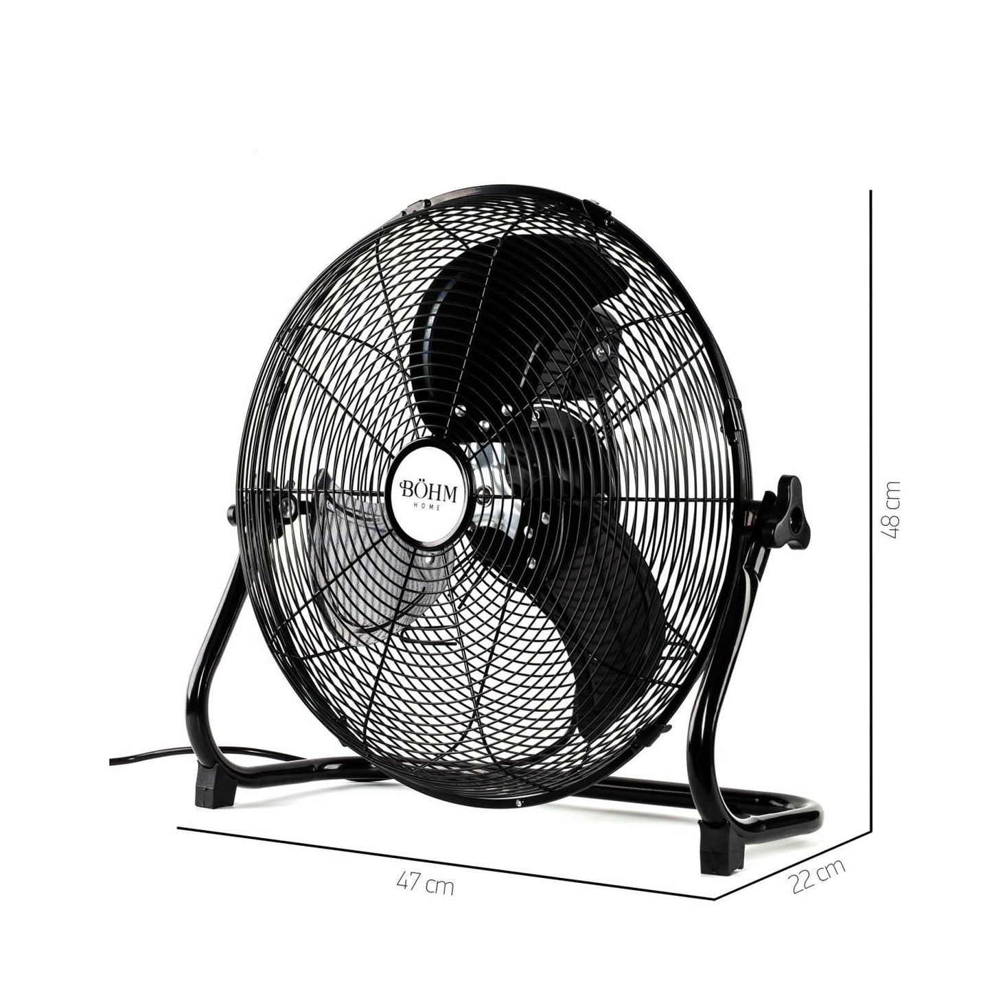 Ventilator de Podea BOHM BLFF-40, 16 Inch, 90W, 3 Viteze, Pale Aluminiu
