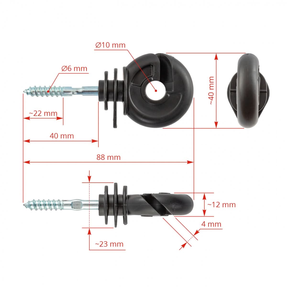 Izolator Inelar Ranforsat pentru Gard Electric - 25 Buc./Pachet