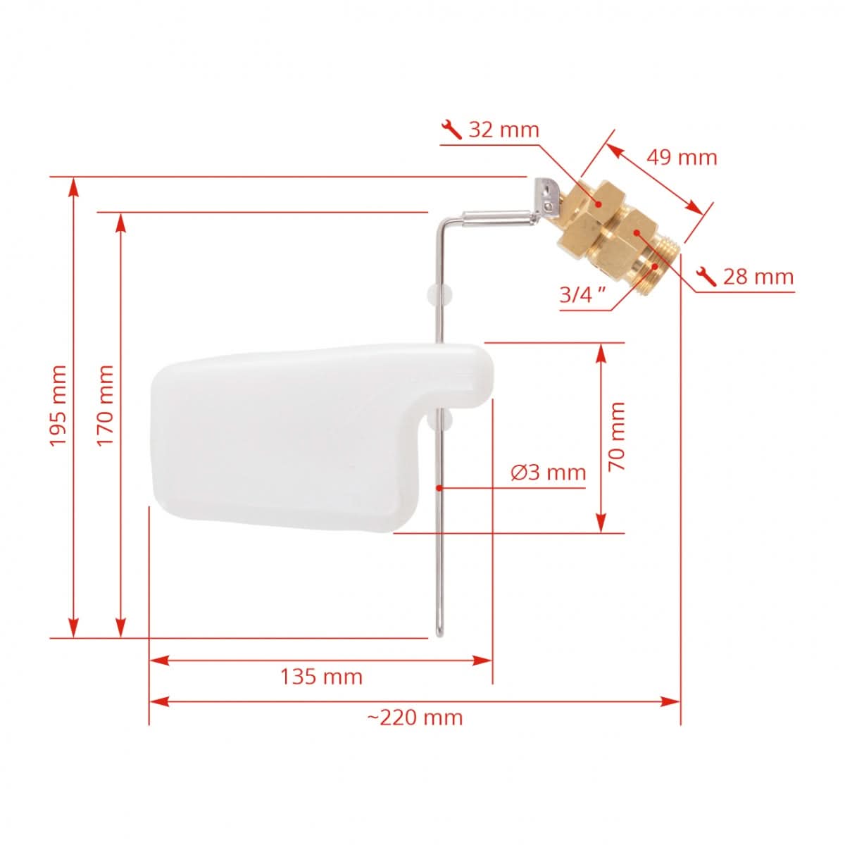 Supapa de rezerva cu plutitor, pentru adaptoare anti-inghet