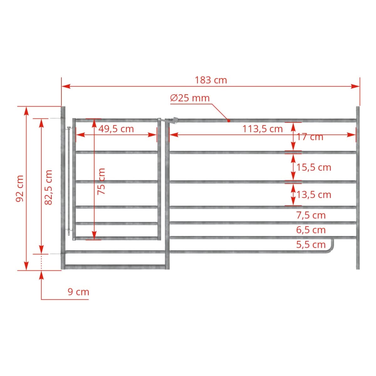 Panou pasune pentru oi, cu poarta, 183 × 92 cm