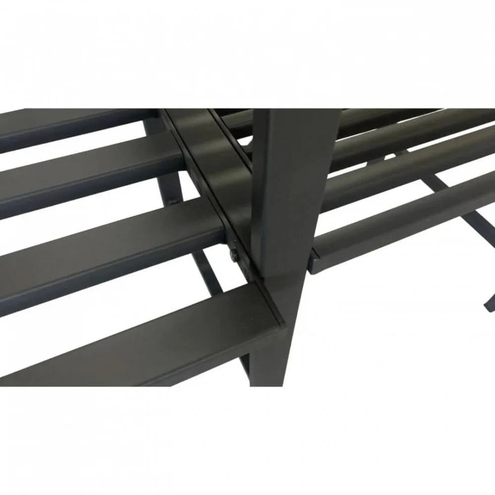 Set mobilier gradina VivaTechnix VMD-1046, masa si 2 scaune, otel, negru mat, cu orificiu umbrela