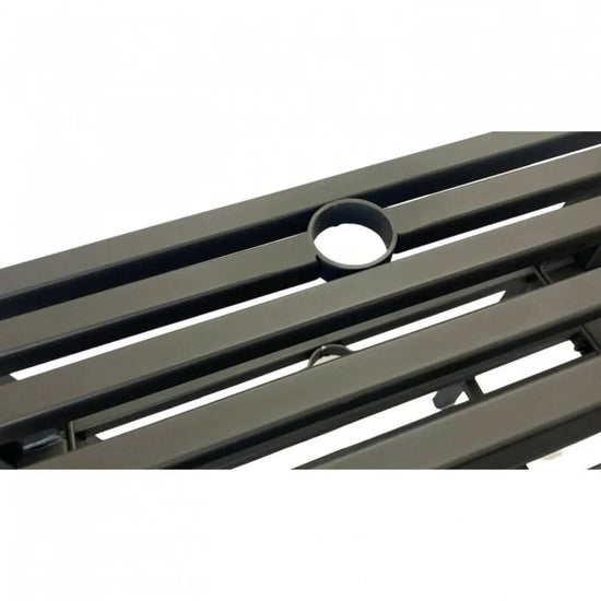 Set mobilier gradina VivaTechnix VMD-1046, masa si 2 scaune, otel, negru mat, cu orificiu umbrela