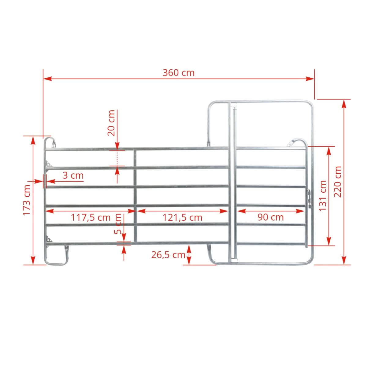 Panou pasune cu poarta 360 × 220 cm